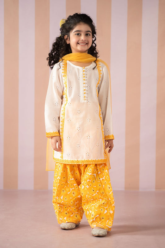 Maria B | 3 Piece Embroidered Lawn Suit | MKD-EF25-66 4-Feb White