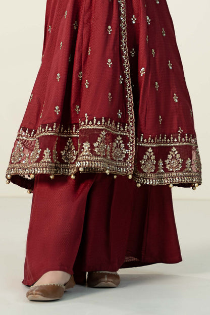 Maria B | 3 Piece Embroidered Linen Suit | MKD-W24-02 10-Aug Red