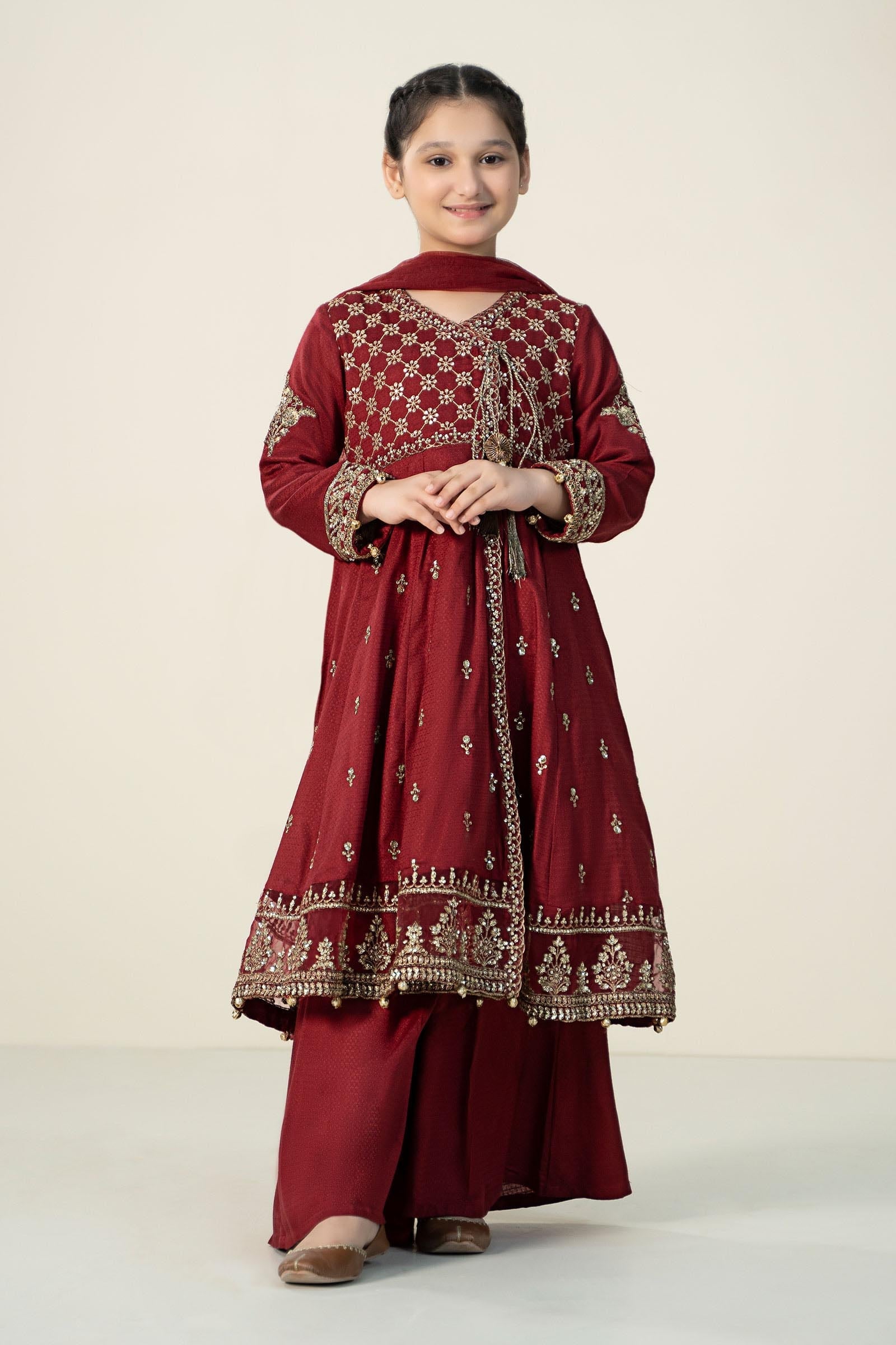 Maria B | 3 Piece Embroidered Linen Suit | MKD-W24-02 4-Feb Red
