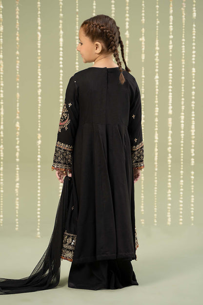 Maria B | 3 Piece Embroidered Linen Suit | MKD-W24-07 12-Oct Black