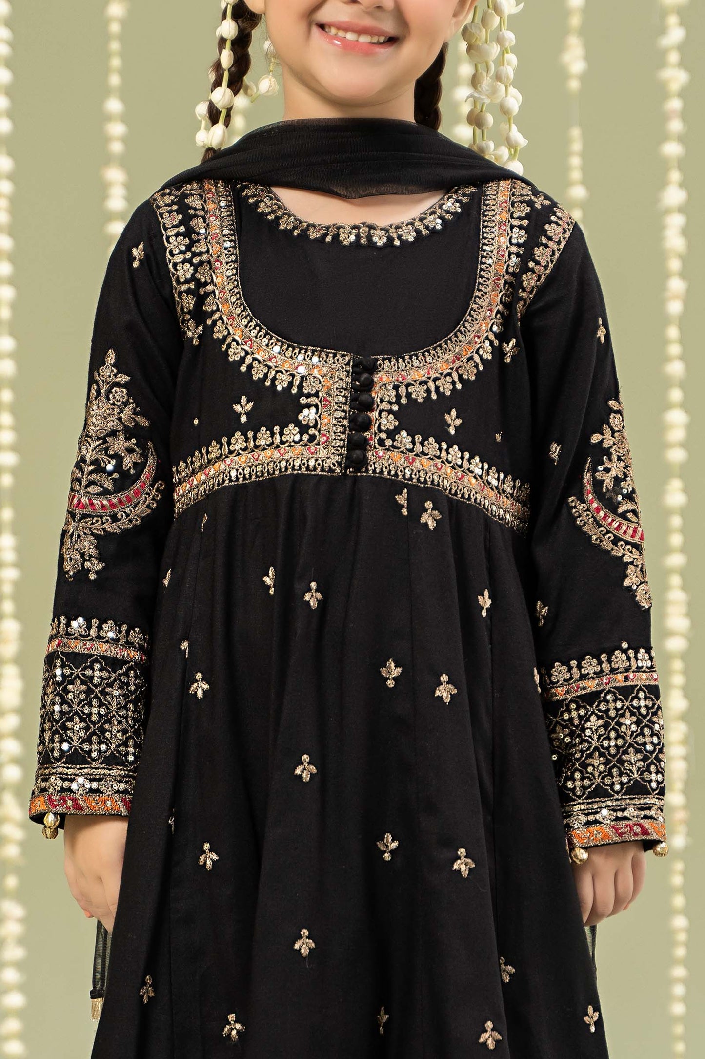 Maria B | 3 Piece Embroidered Linen Suit | MKD-W24-07 6-Apr Black