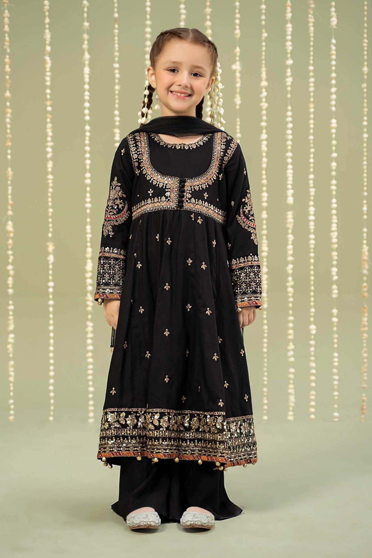 Maria B | 3 Piece Embroidered Linen Suit | MKD-W24-07 4-Feb Black