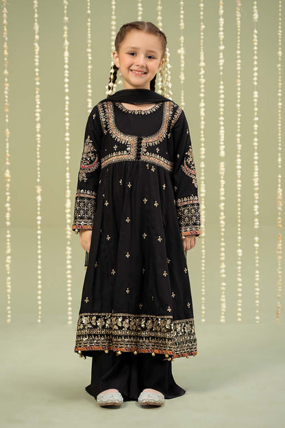 Maria B | 3 Piece Embroidered Linen Suit | MKD-W24-07 4-Feb Black
