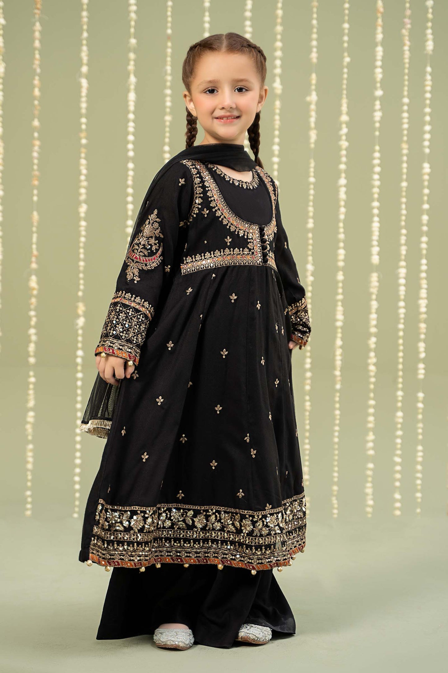 Maria B | 3 Piece Embroidered Linen Suit | MKD-W24-07 10-Aug Black