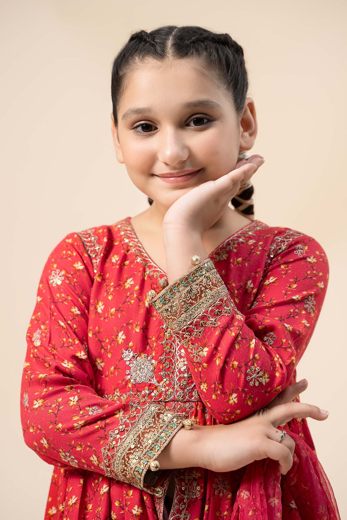 Maria B | 3 Piece Embroidered Marina Twill Suit | MKD-W24-12 14-Dec Pink