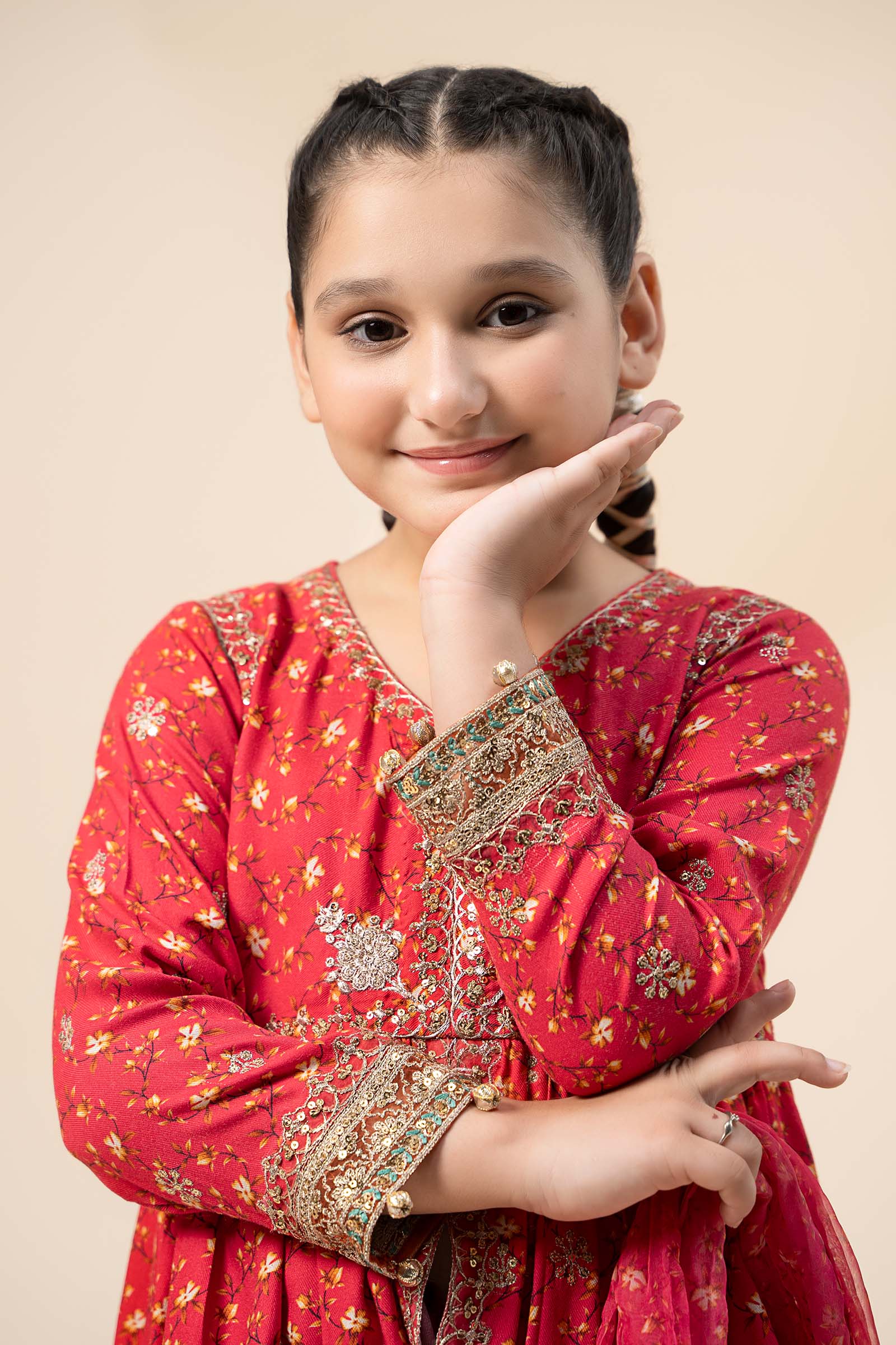 Maria B | 3 Piece Embroidered Marina Twill Suit | MKD-W24-12 14-Dec Pink