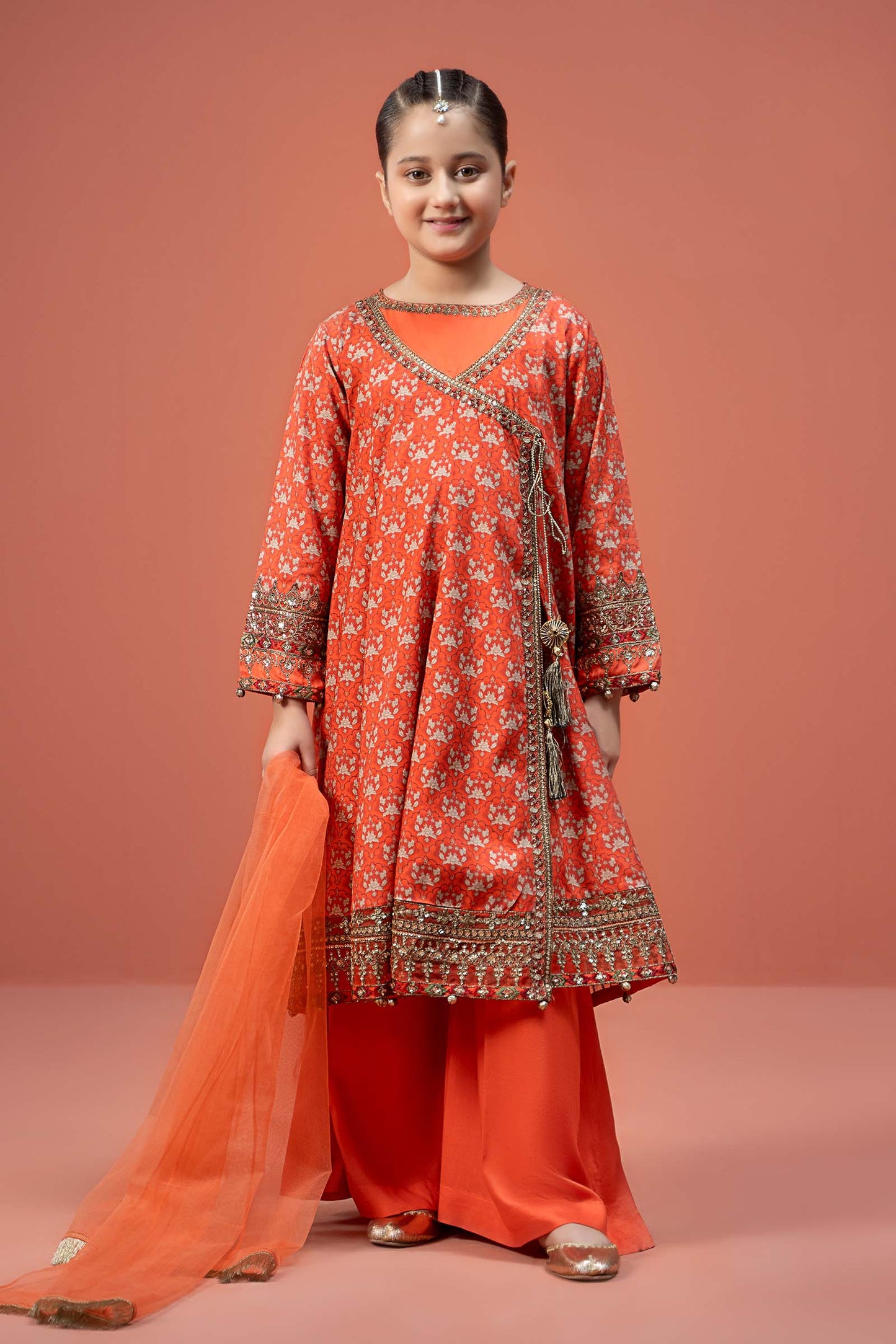 Maria B | 3 Piece Printed Linen Suit | MKD-W24-16 4-Feb Orange