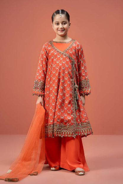 Maria B | 3 Piece Printed Linen Suit | MKD-W24-16 4-Feb Orange