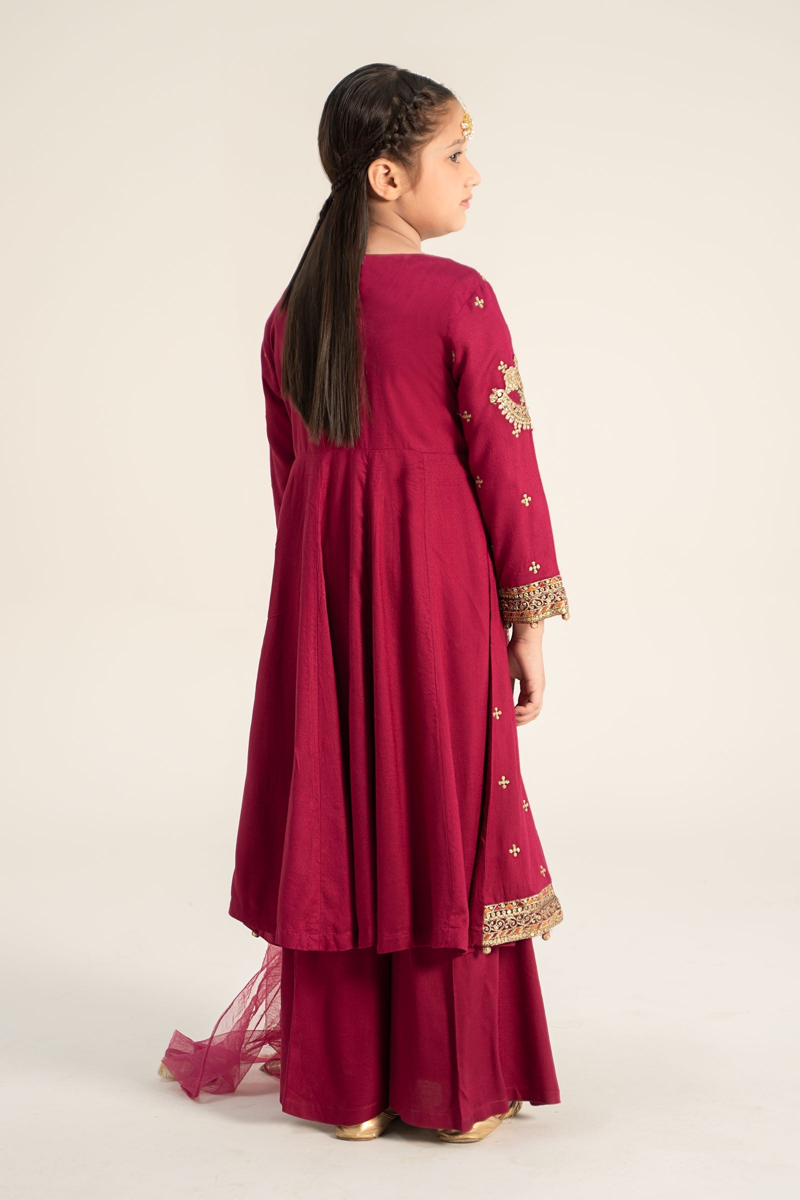 Maria B | 3 Piece Embroidered Linen Suit | MKD-W24-18 10-Aug Maroon