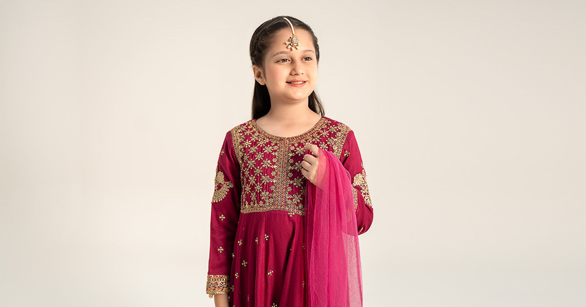 Maria B | 3 Piece Embroidered Linen Suit | MKD-W24-18 12-Oct Maroon