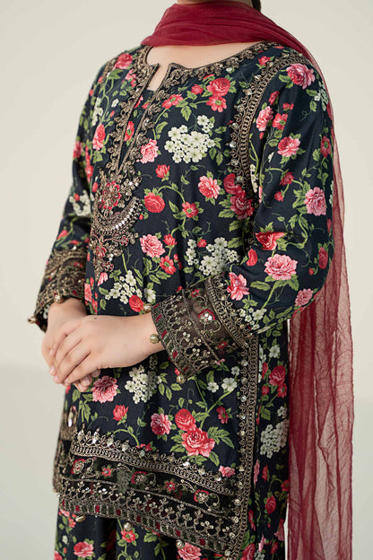 Maria B | 3 Piece Printed Linen Suit | MKD-W24-19 8-Jun Black