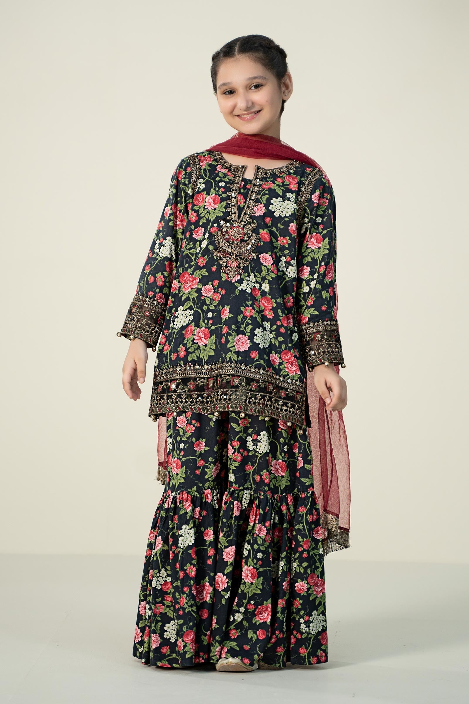Maria B | 3 Piece Printed Linen Suit | MKD-W24-19 4-Feb Black