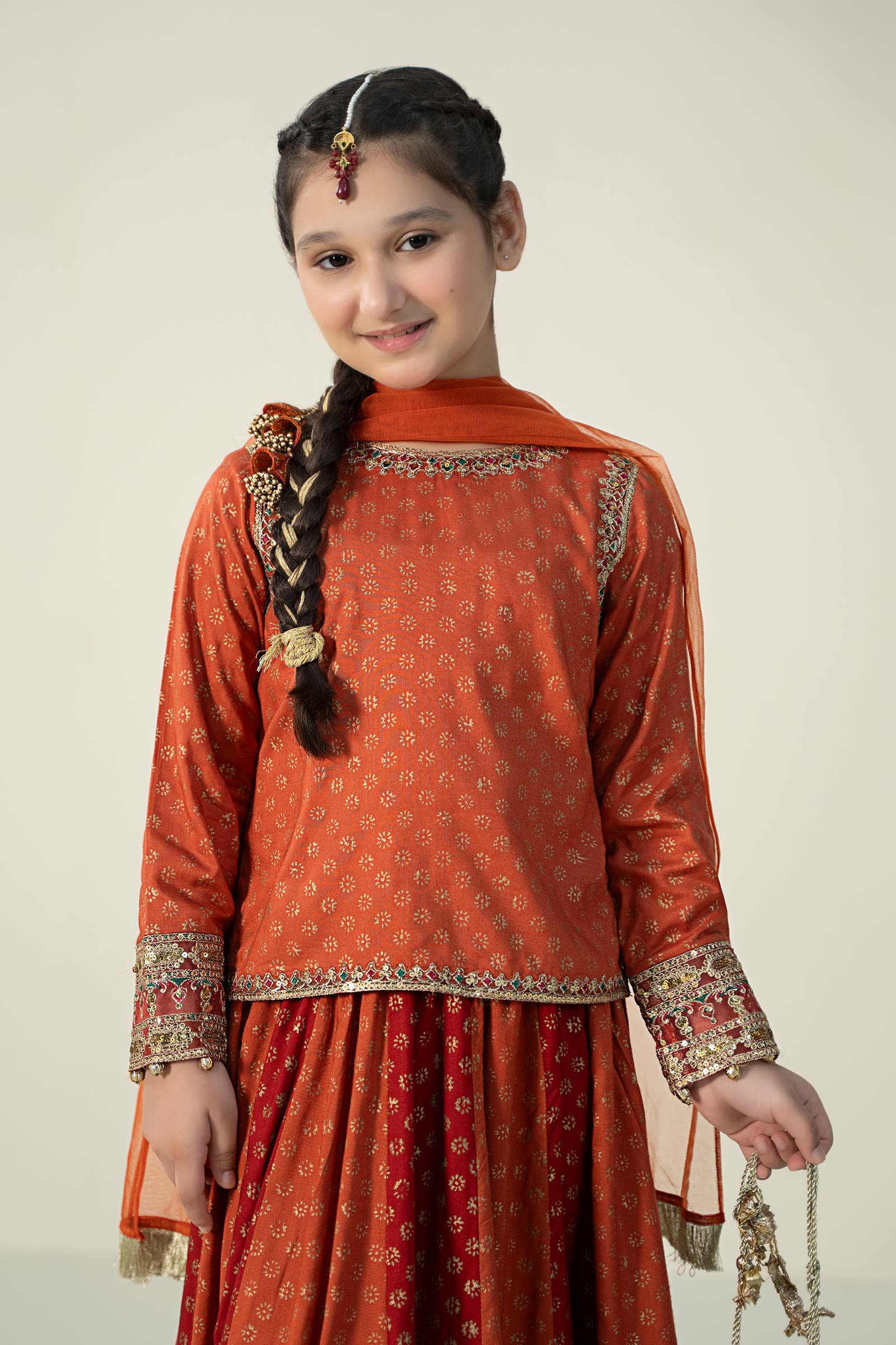 Maria B | 3 Piece Printed Linen Suit | MKD-W24-20 6-Apr Brown