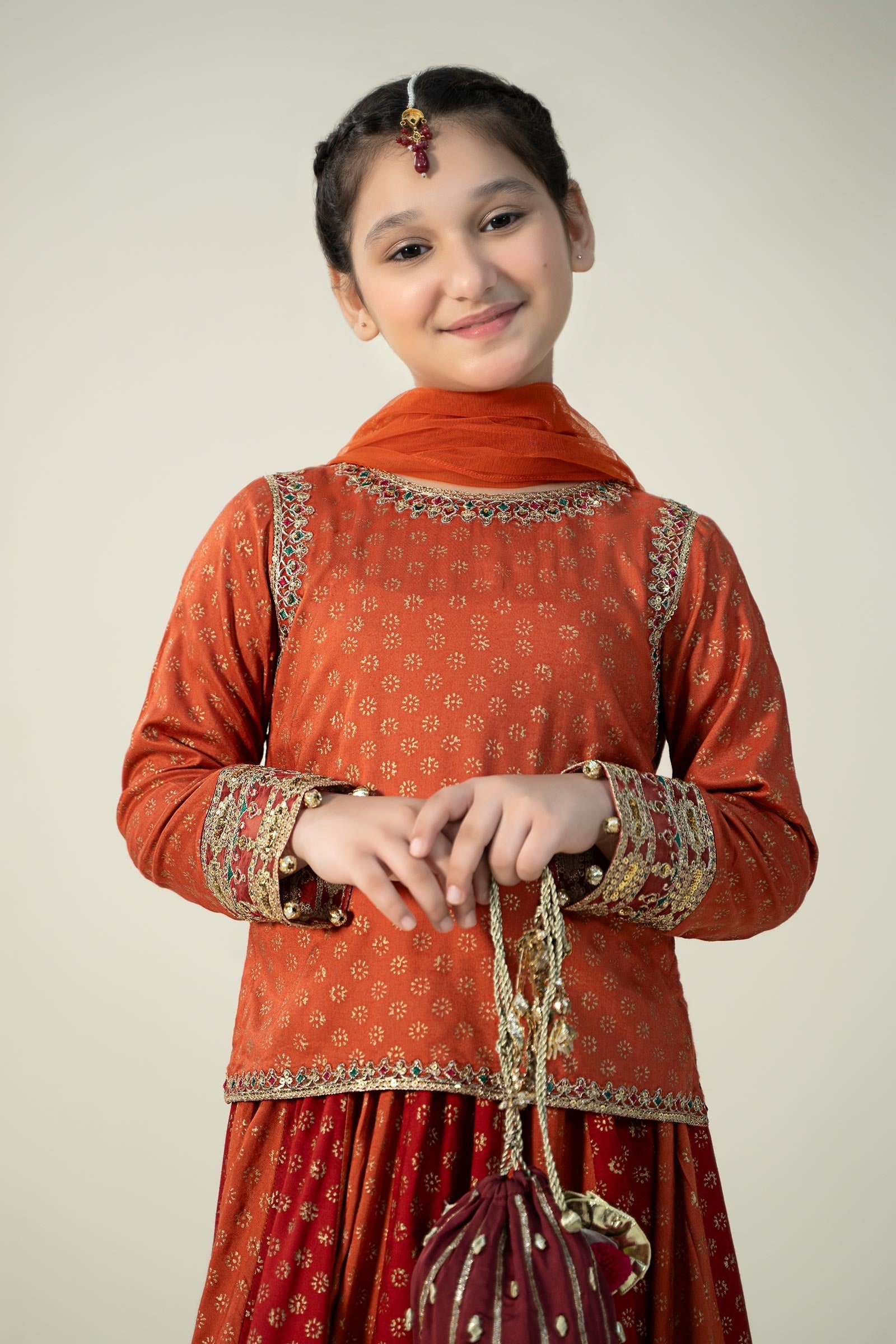 Maria B | 3 Piece Printed Linen Suit | MKD-W24-20 8-Jun Brown