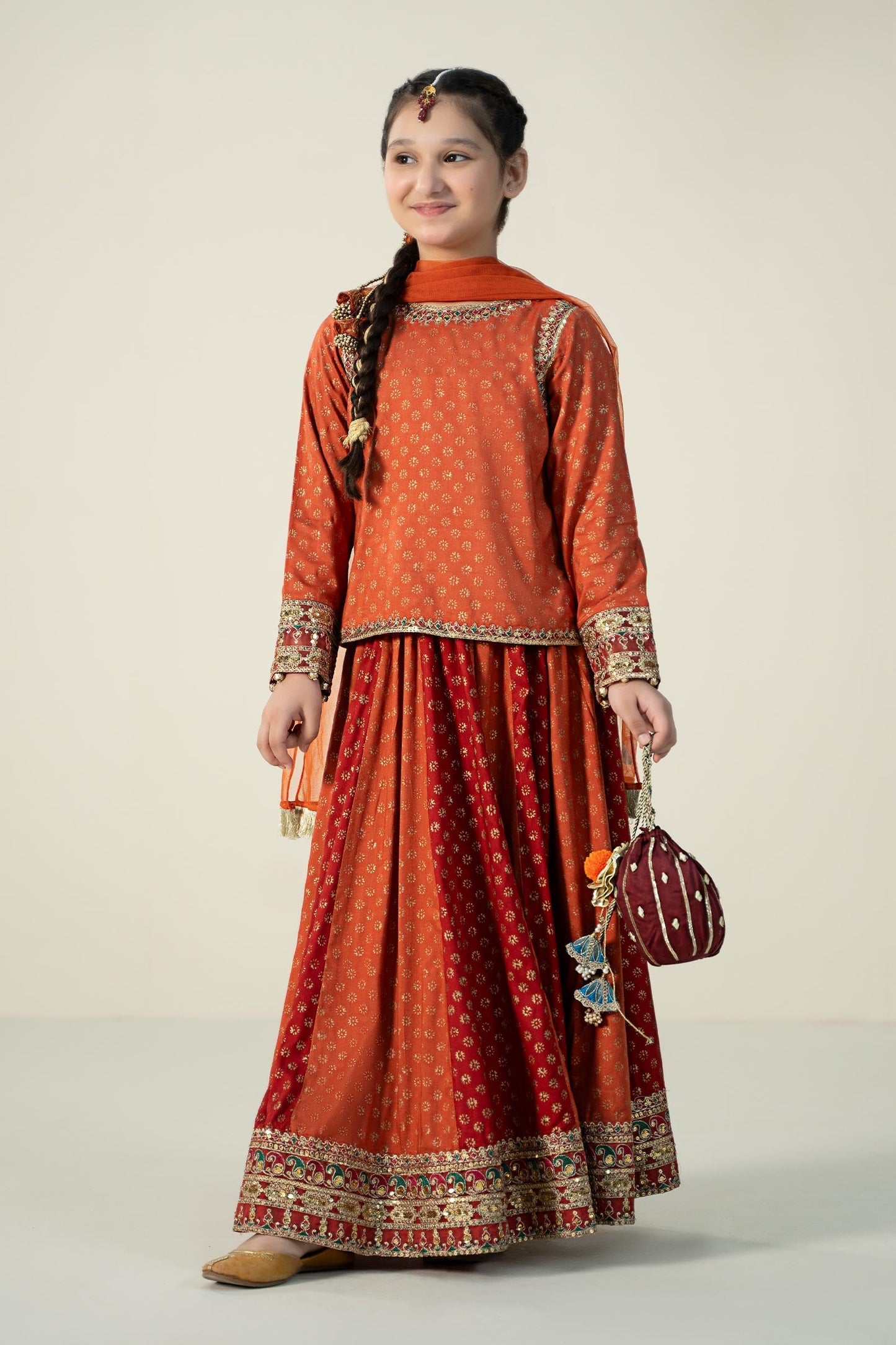 Maria B | 3 Piece Printed Linen Suit | MKD-W24-20 4-Feb Brown