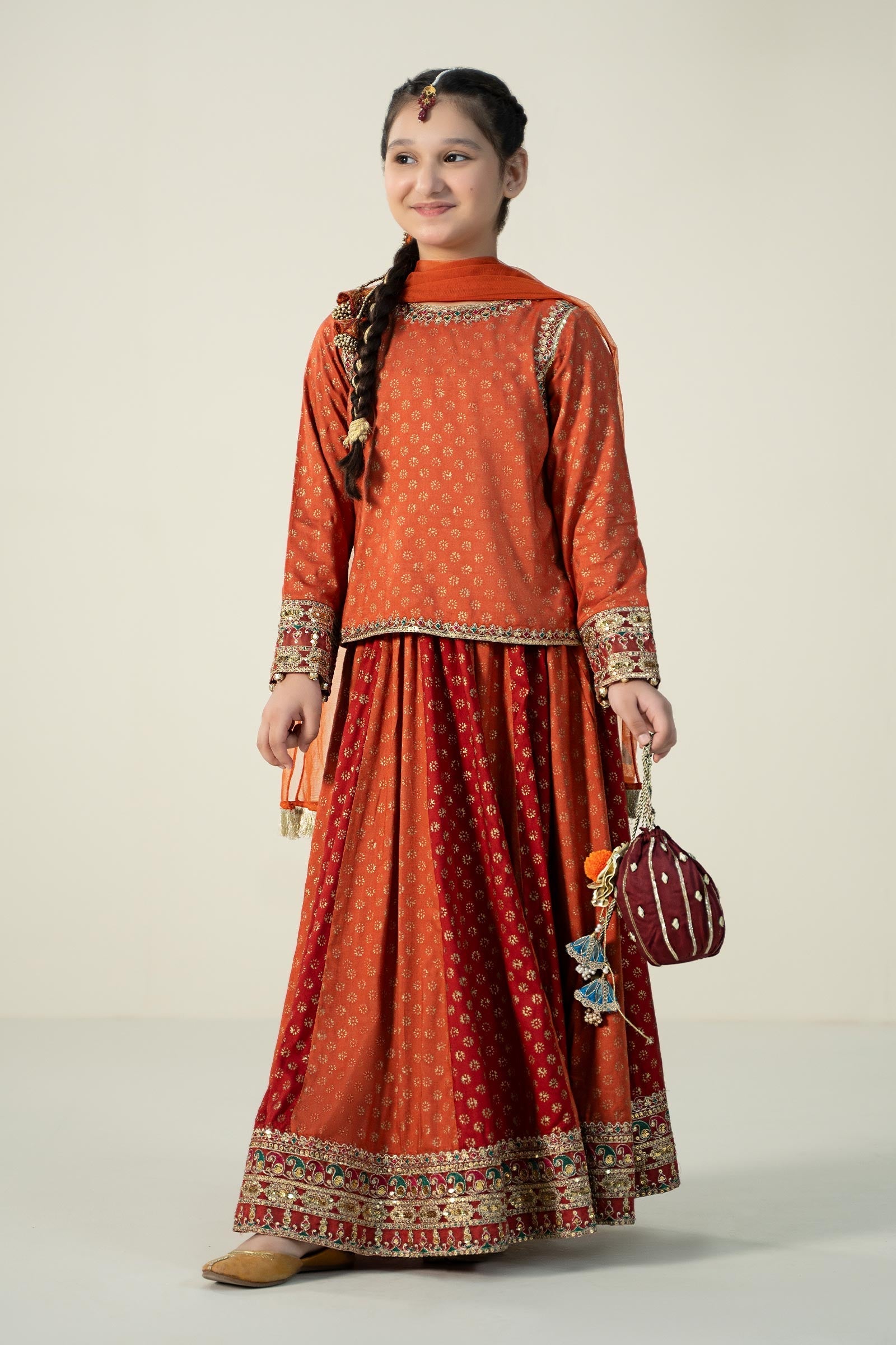 Maria B | 3 Piece Printed Linen Suit | MKD-W24-20 4-Feb Brown