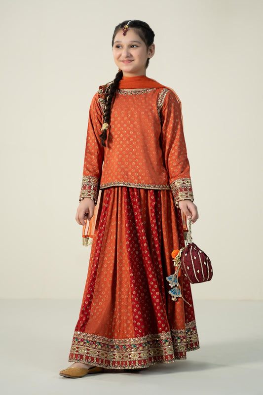Maria B | 3 Piece Printed Linen Suit | MKD-W24-20 4-Feb Brown
