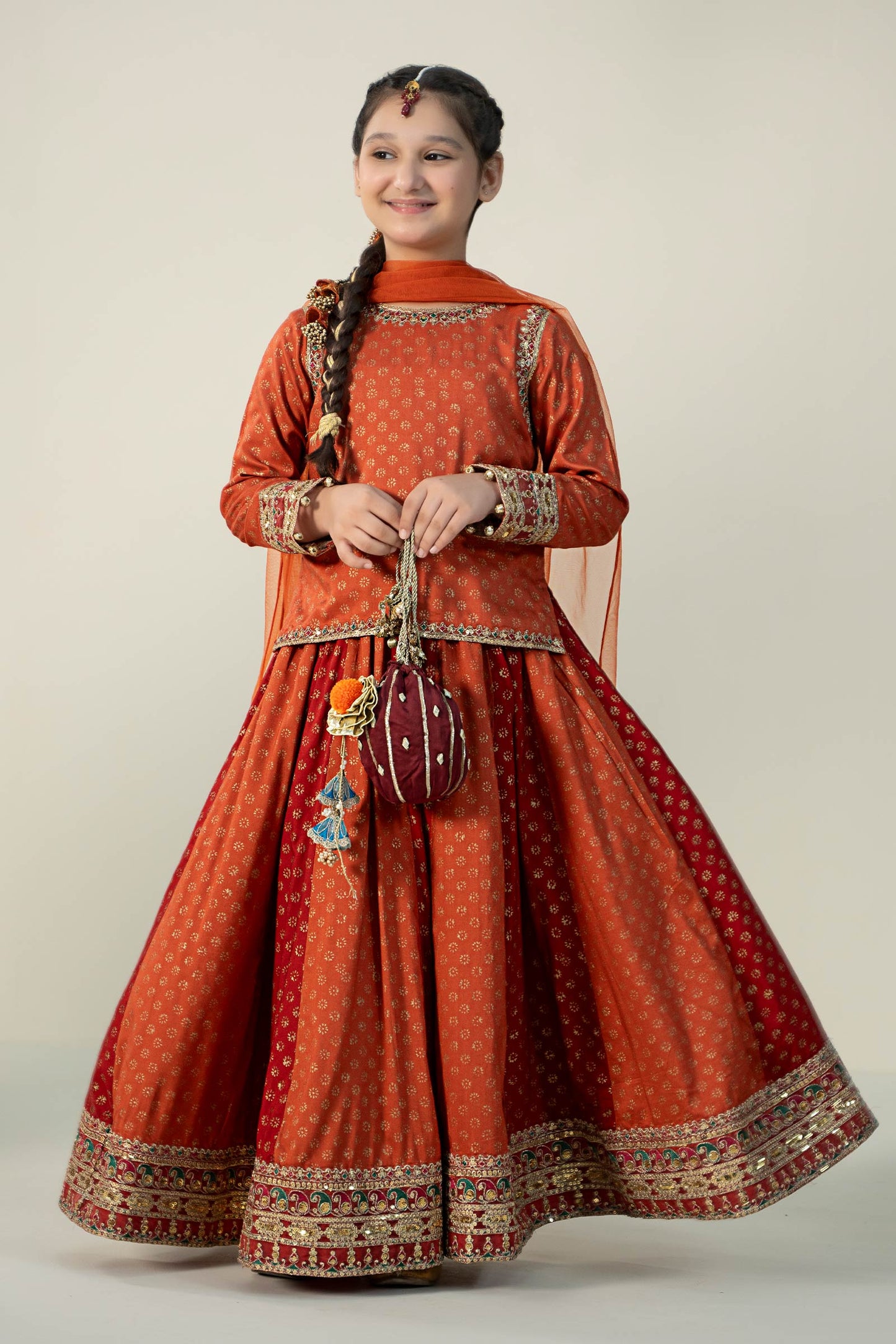 Maria B | 3 Piece Printed Linen Suit | MKD-W24-20 12-Oct Brown