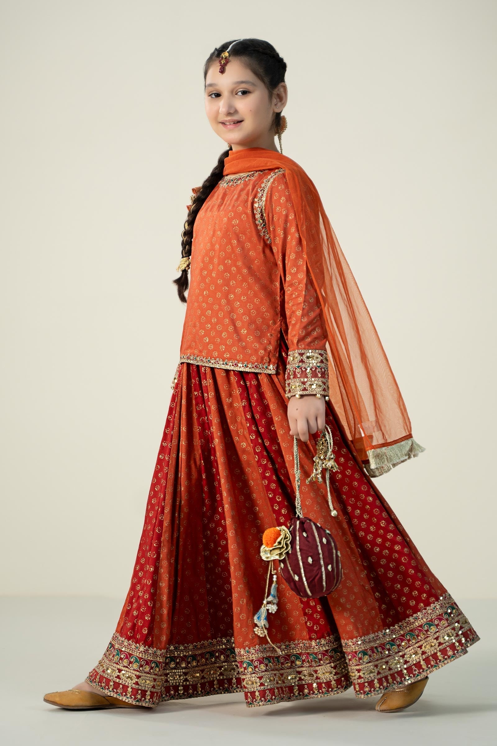 Maria B | 3 Piece Printed Linen Suit | MKD-W24-20 14-Dec Brown