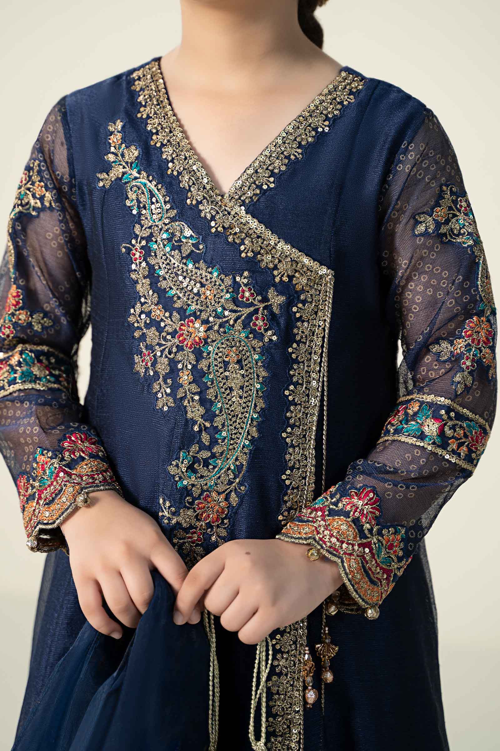 Maria B | 3 Piece Embroidered Paper Cotton Suit | MKD-W24-22 12-Oct Blue