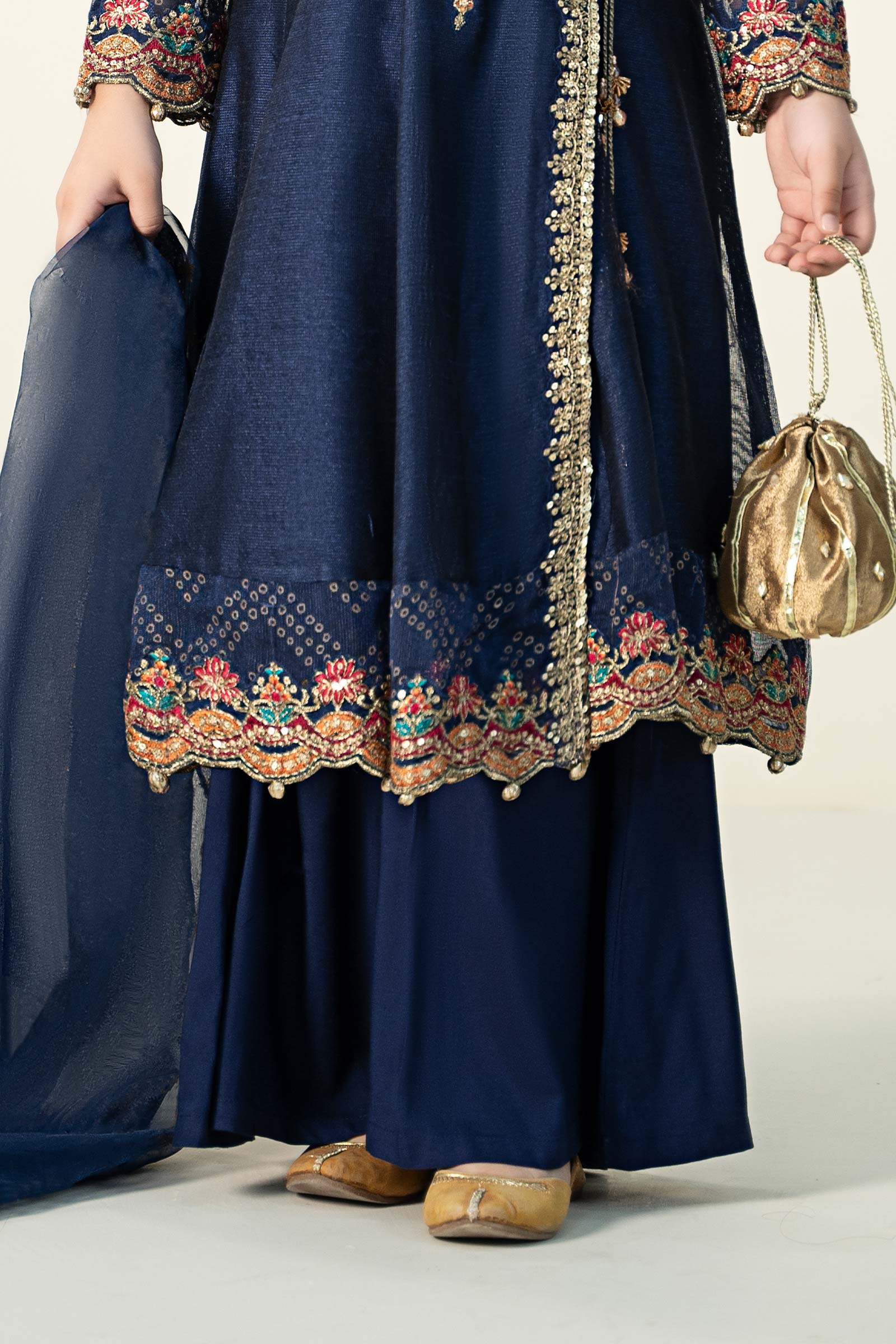 Maria B | 3 Piece Embroidered Paper Cotton Suit | MKD-W24-22 14-Dec Blue