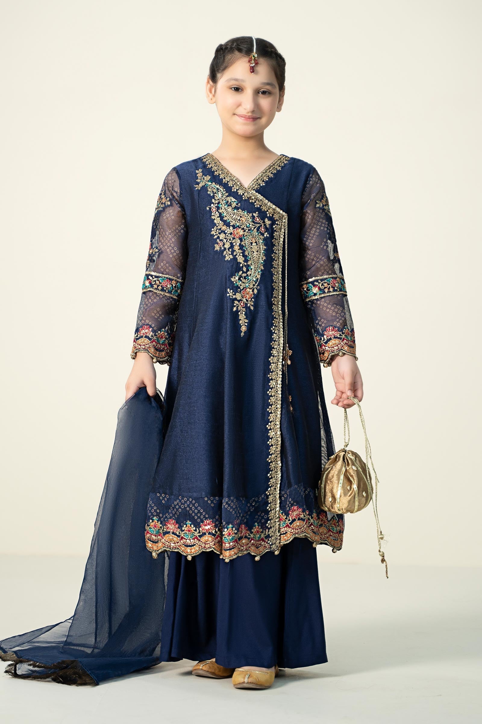 Maria B | 3 Piece Embroidered Paper Cotton Suit | MKD-W24-22 4-Feb Blue