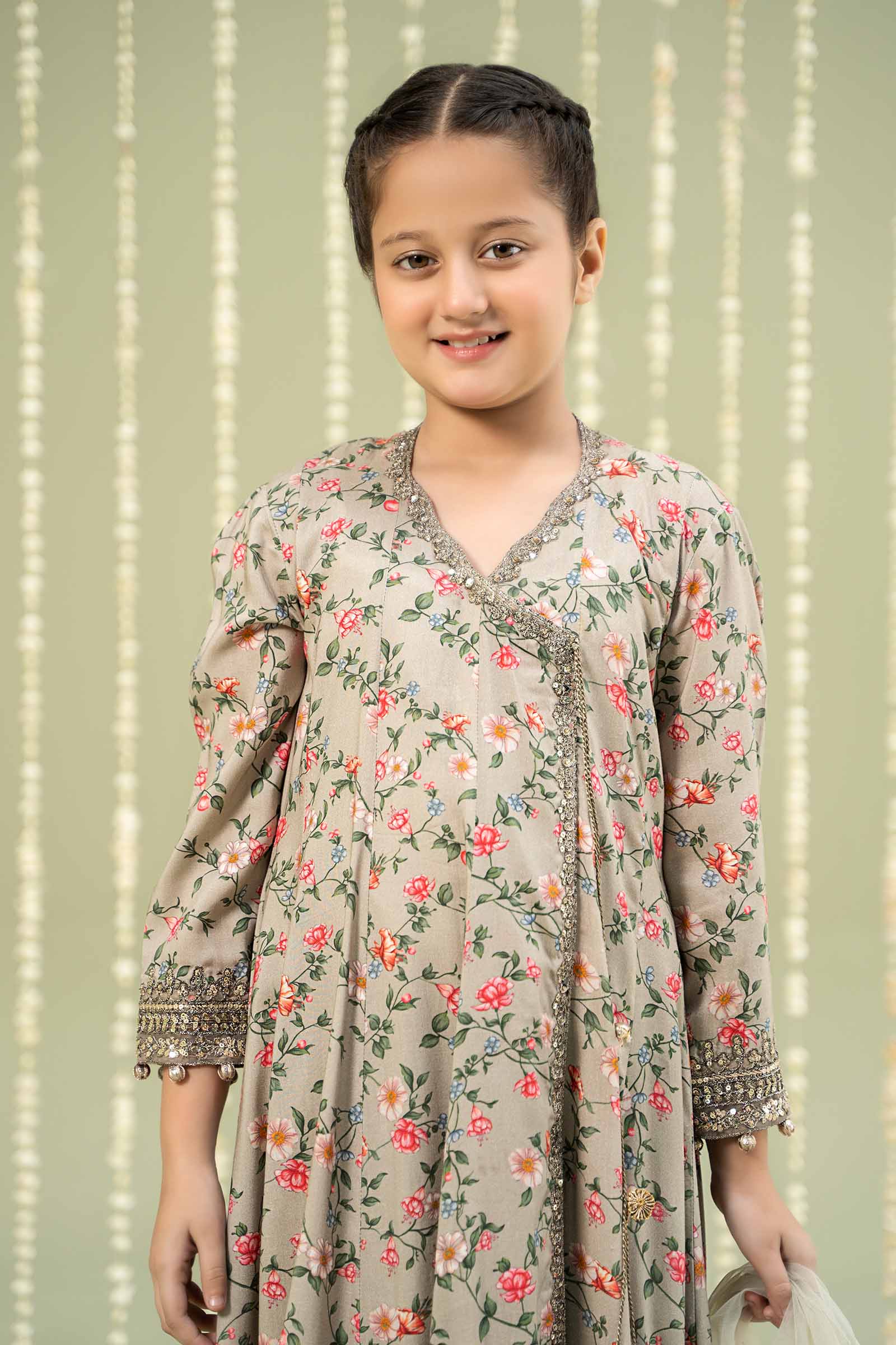 Maria B | 3 Piece Printed Linen Suit | MKD-W24-26 6-Apr Beige