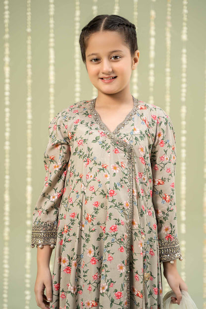 Maria B | 3 Piece Printed Linen Suit | MKD-W24-26 6-Apr Beige