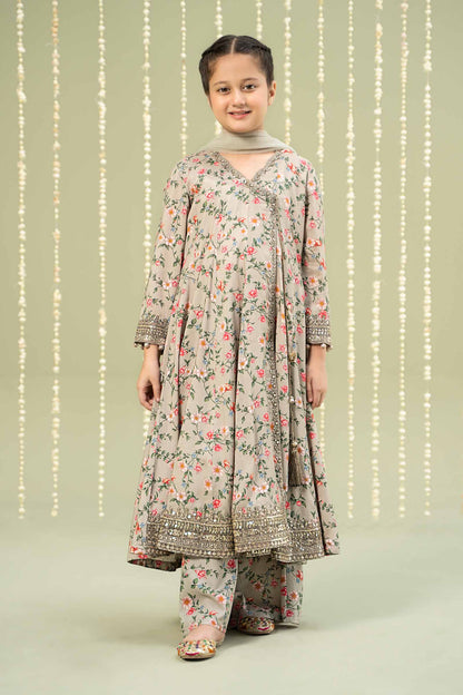 Maria B | 3 Piece Printed Linen Suit | MKD-W24-26 4-Feb Beige