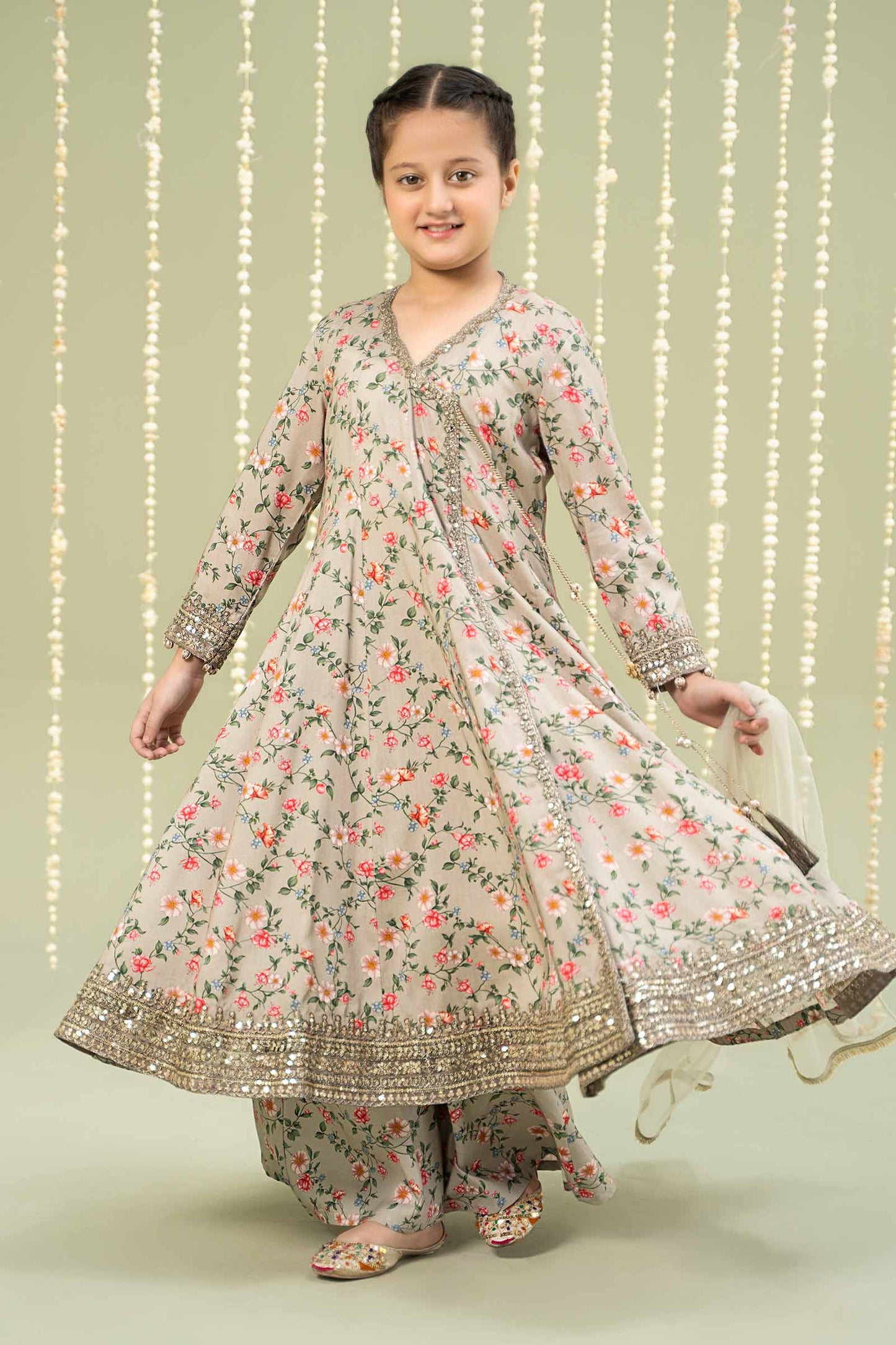 Maria B | 3 Piece Printed Linen Suit | MKD-W24-26 12-Oct Beige