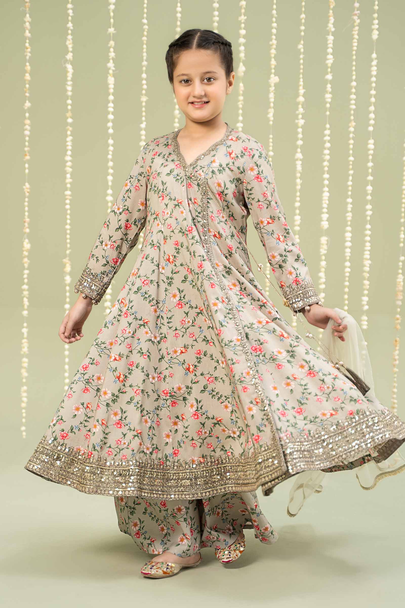 Maria B | 3 Piece Printed Linen Suit | MKD-W24-26 12-Oct Beige