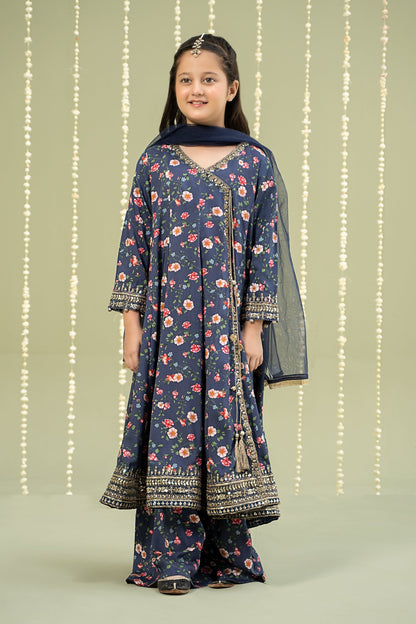 Maria B | 3 Piece Printed Linen Suit | MKD-W24-26 4-Feb Blue