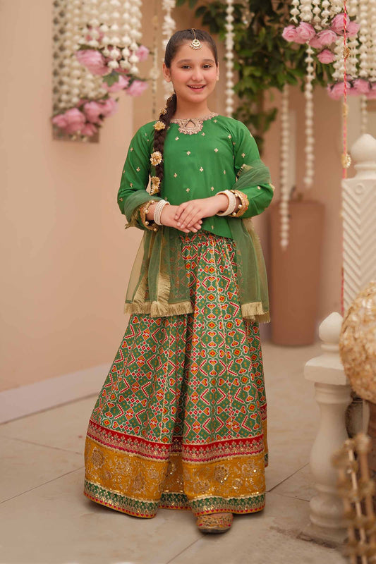 Maria B | 3 Piece Embroidered Linen Suit | MKD-W24-04 4-Feb Green