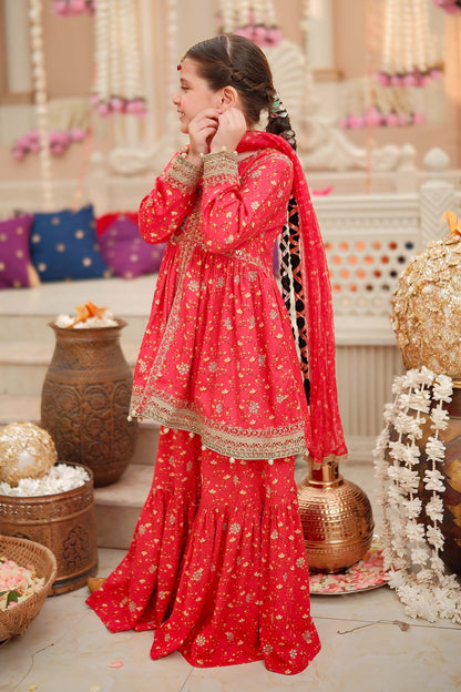 Maria B | 3 Piece Embroidered Marina Twill Suit | MKD-W24-12 10-Aug Pink