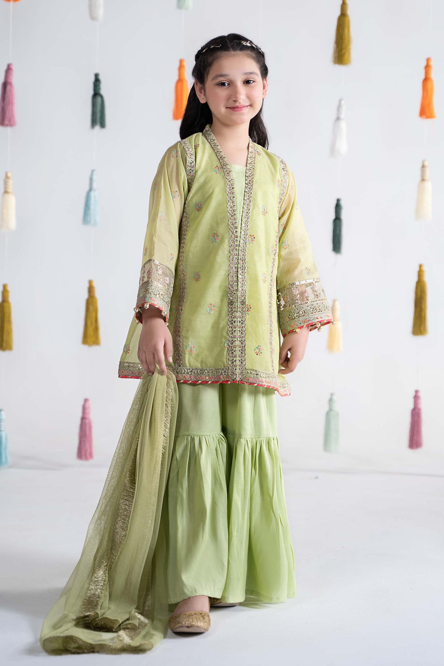 Maria B | 3 Piece Embroidered Paper Cotton Suit | MKS-EA24-04 4-Feb Green