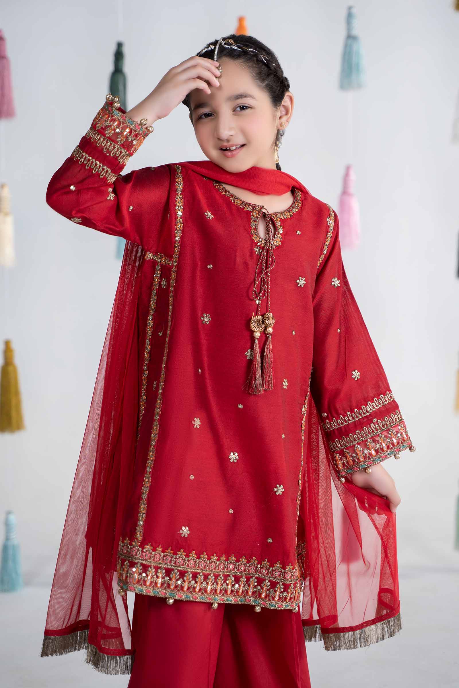 Maria B | 3 Piece Embroidered Yarn Dyed Suit | MKS-EA24-19 6-Apr Red