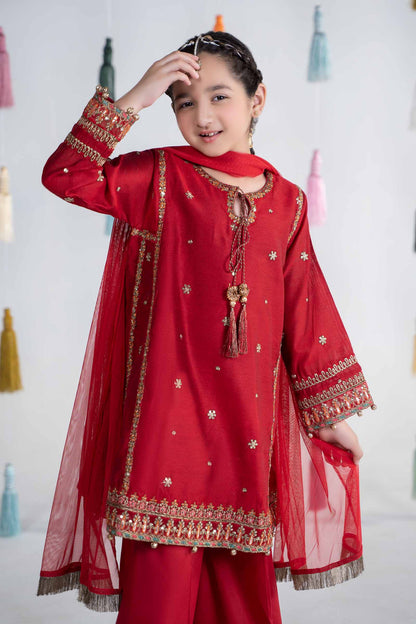 Maria B | 3 Piece Embroidered Yarn Dyed Suit | MKS-EA24-19 6-Apr Red
