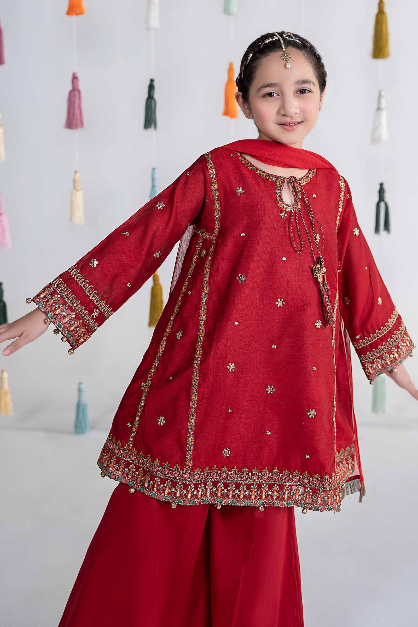 Maria B | 3 Piece Embroidered Yarn Dyed Suit | MKS-EA24-19 12-Oct Red
