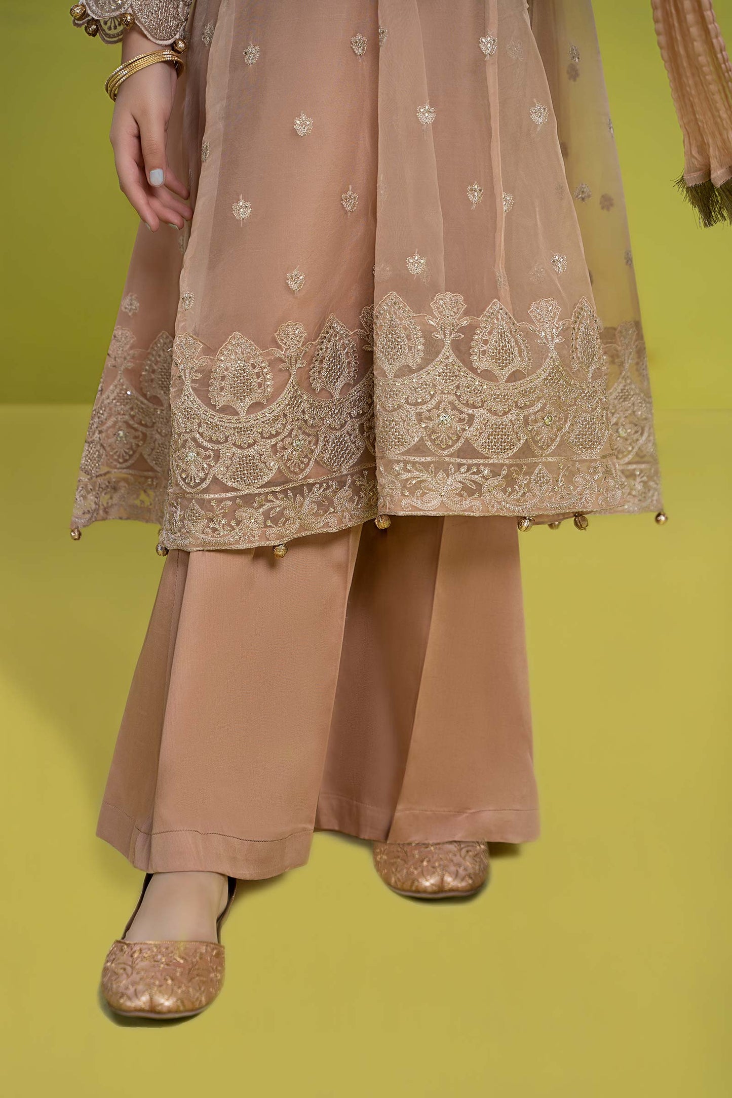 Maria B | 3 Piece Embroidered Organza Suit | MKS-EF24-05 8-Jun Brown