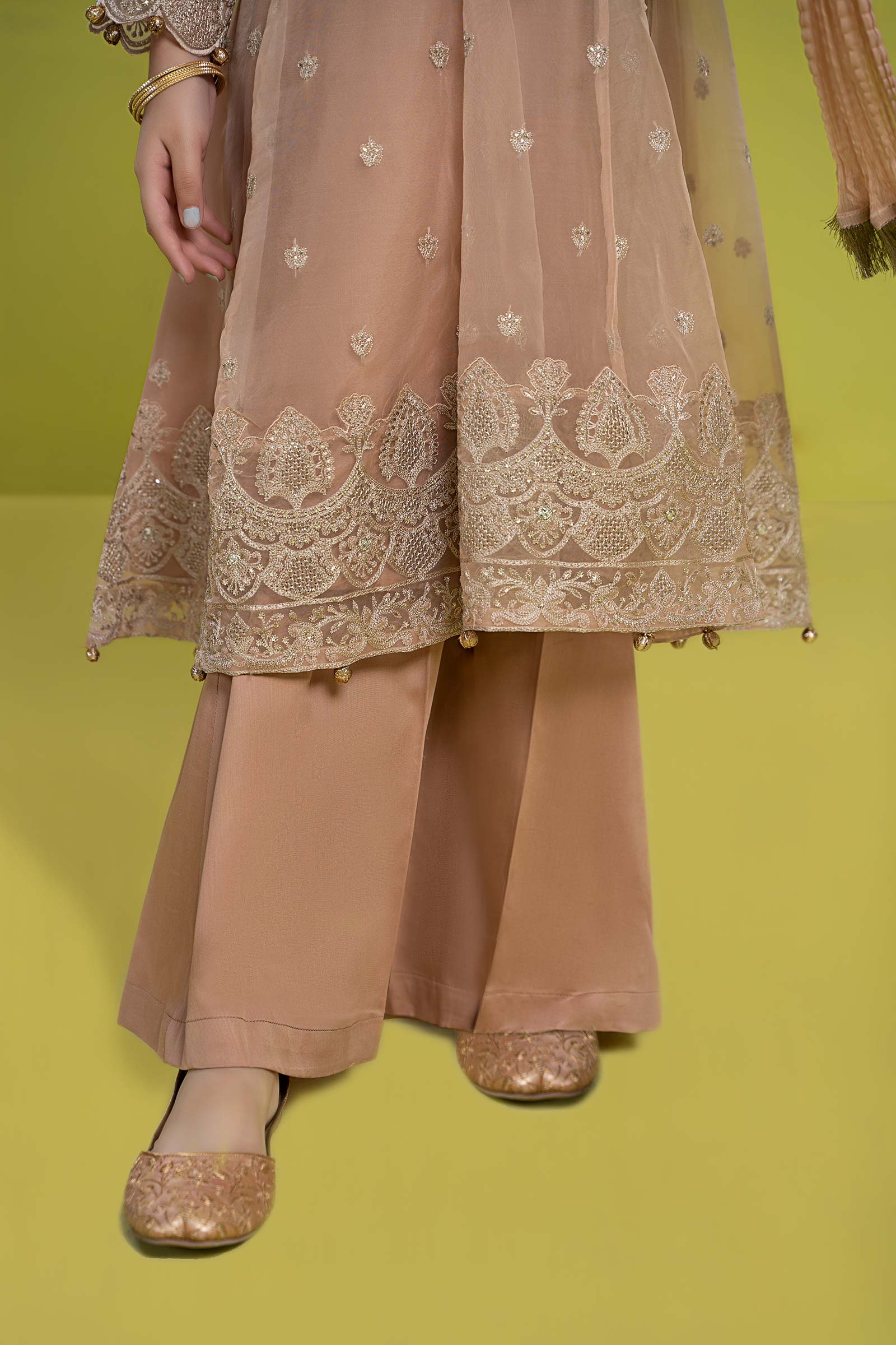 Maria B | 3 Piece Embroidered Organza Suit | MKS-EF24-05 8-Jun Brown