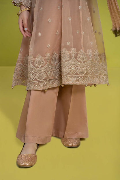 Maria B | 3 Piece Embroidered Organza Suit | MKS-EF24-05 8-Jun Brown
