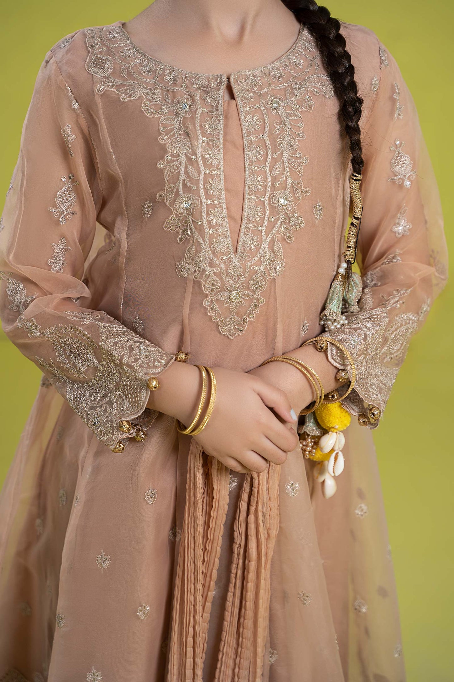Maria B | 3 Piece Embroidered Organza Suit | MKS-EF24-05 10-Aug Brown