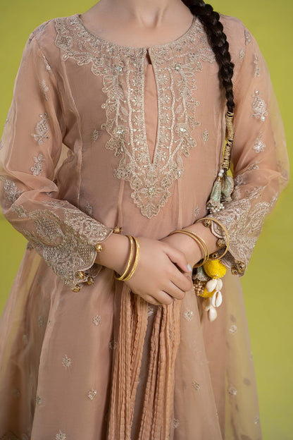 Maria B | 3 Piece Embroidered Organza Suit | MKS-EF24-05 10-Aug Brown