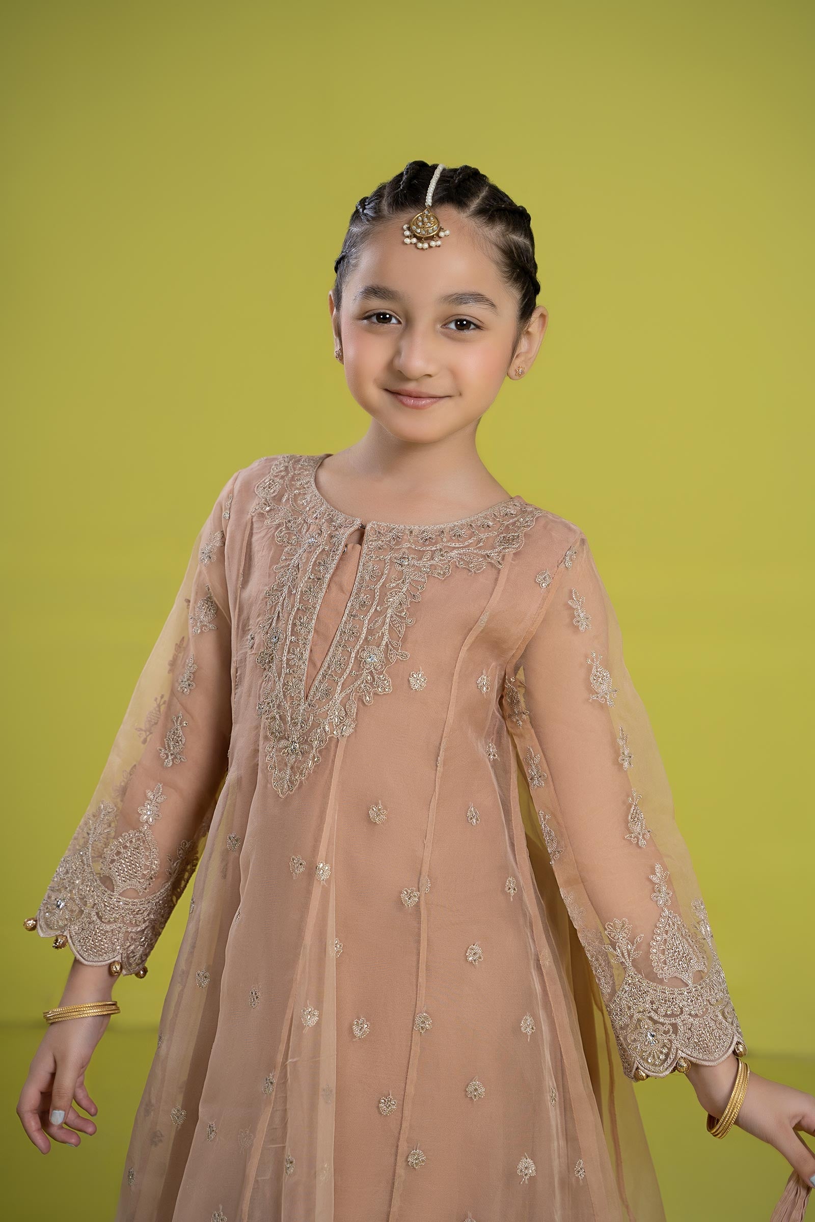 Maria B | 3 Piece Embroidered Organza Suit | MKS-EF24-05 12-Oct Brown