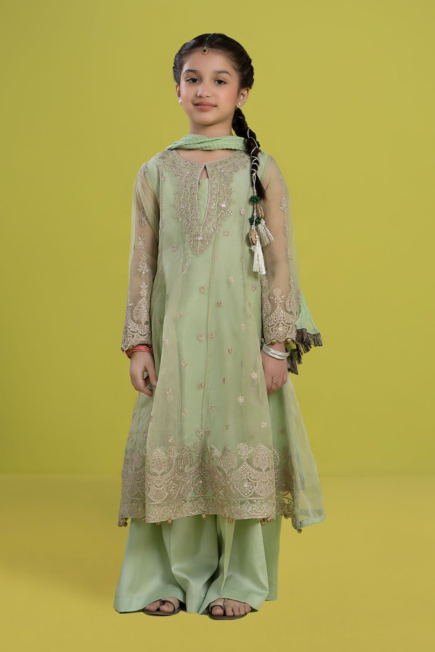 Maria B | 3 Piece Embroidered Organza Suit | MKS-EF24-05 4-Feb Green