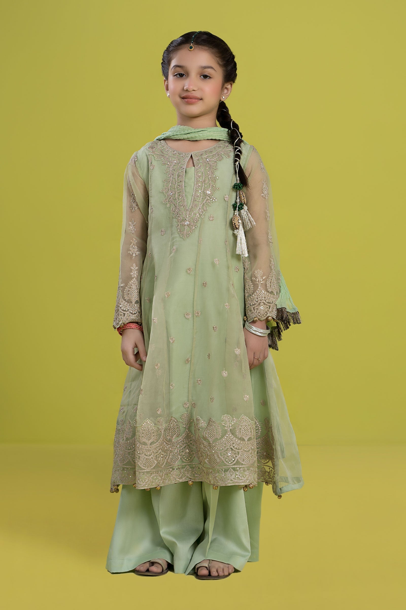 Maria B | 3 Piece Embroidered Organza Suit | MKS-EF24-05 4-Feb Green