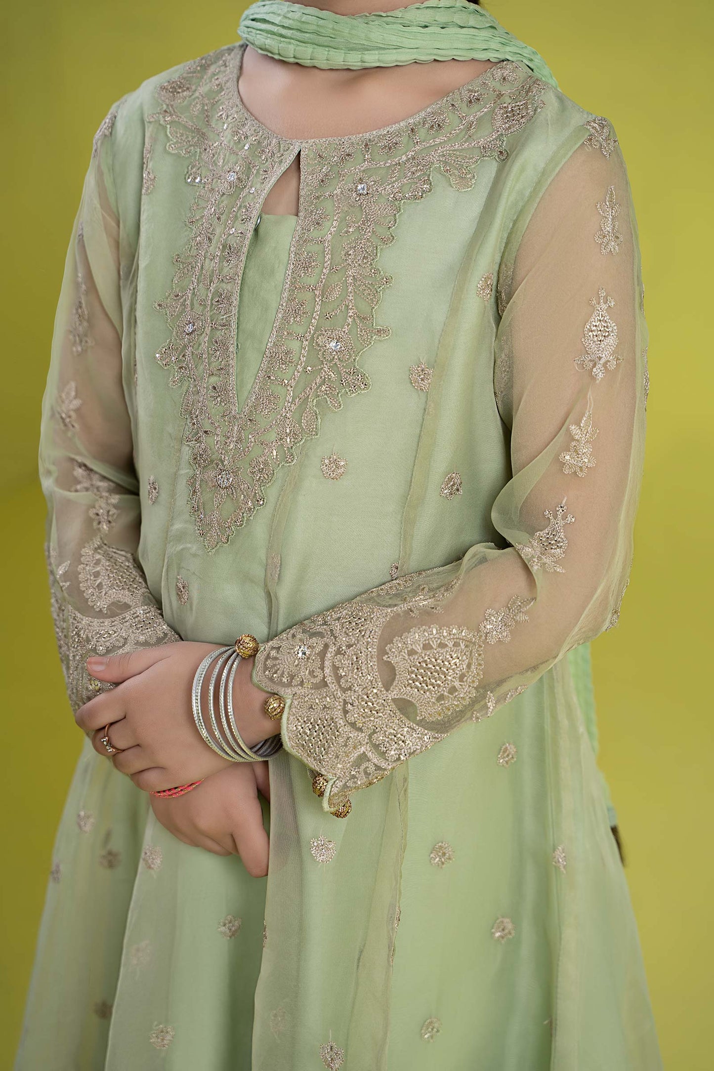 Maria B | 3 Piece Embroidered Organza Suit | MKS-EF24-05 8-Jun Green