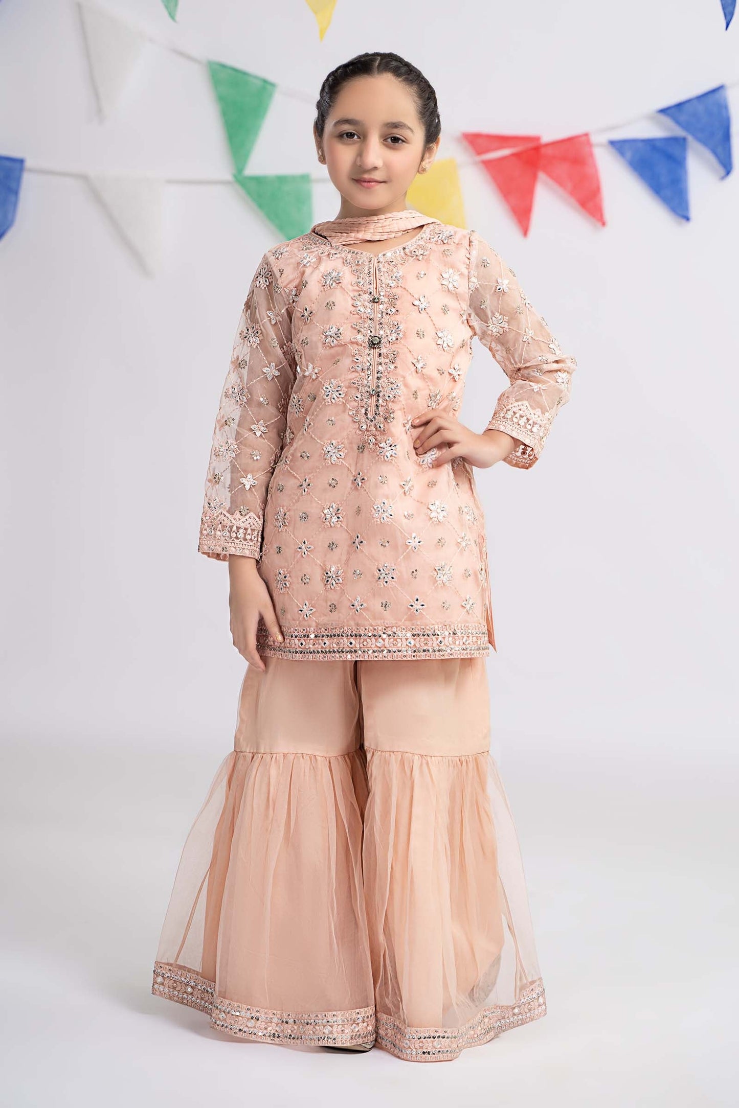 Maria B | 3 Piece Embroidered Organza Suit | MKS-EF24-11 4-Feb Pink