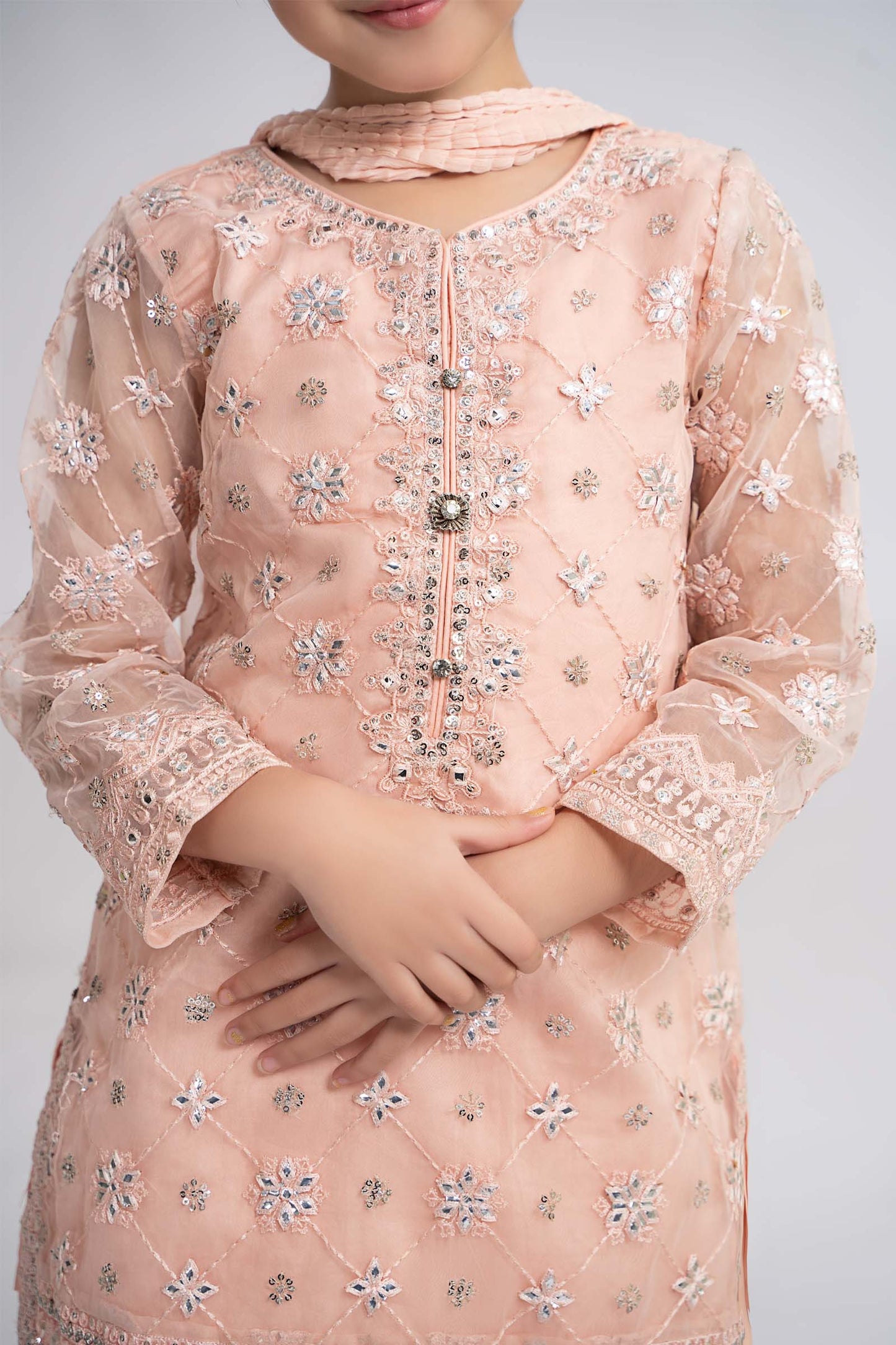 Maria B | 3 Piece Embroidered Organza Suit | MKS-EF24-11 10-Aug Pink