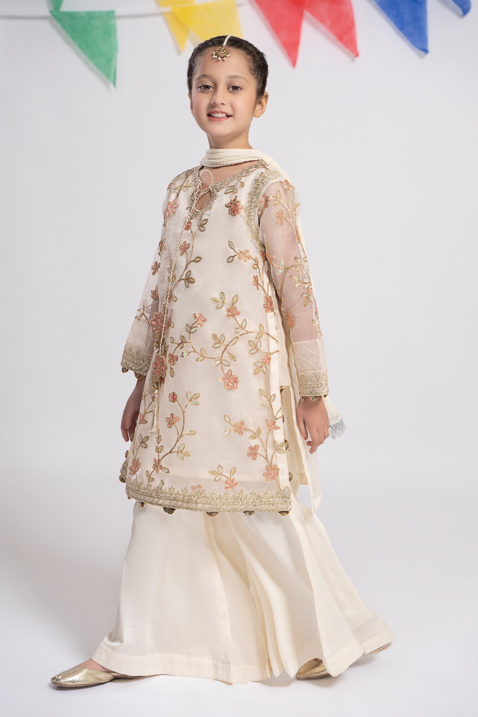 Maria B | 3 Piece Embroidered Organza Suit | MKS-EF24-30 12-Oct White